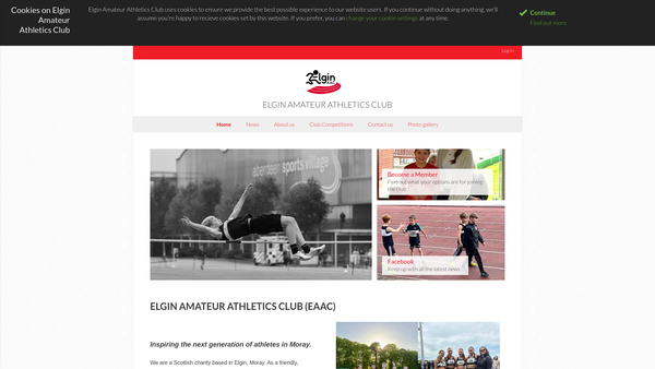 Screenshot of the Elgin Amateur  Athletic Club website