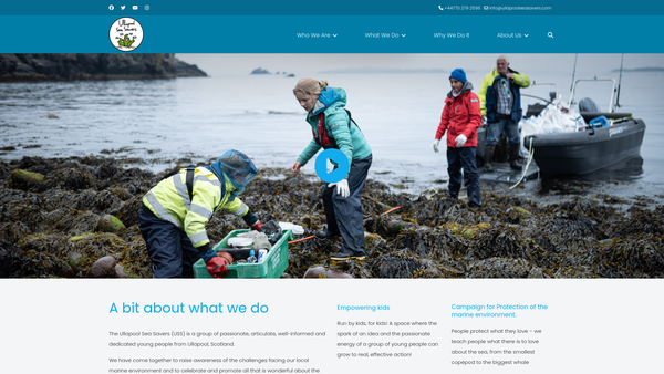 Screenshot of the Ullapool Sea Savers SCIO website
