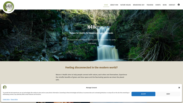 Screenshot of the Nature 4 Health website
