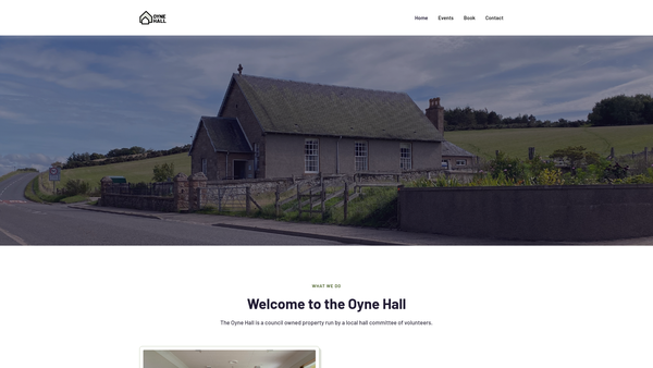 Screenshot of the Oyne Victoria Hall (SCIO) website