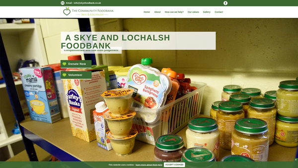Screenshot of the Community Foodbank - Skye and Lochalsh website