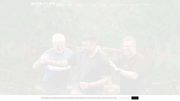 Screenshot of the The River of Life Church (Dumfries) website