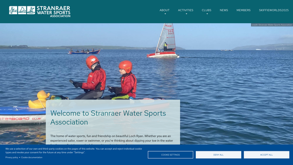 Screenshot of the Stranraer Water Sports Association website