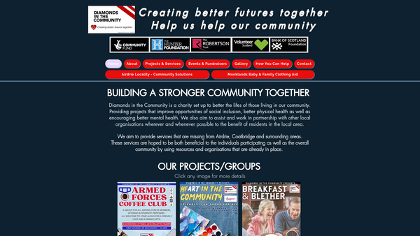 Screenshot of the Diamonds in the Community website