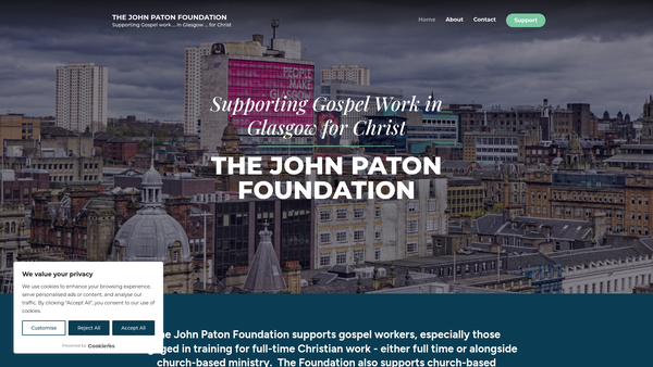 Screenshot of the The John Paton Foundation website