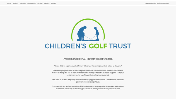 Screenshot of the Children's Golf Trust website
