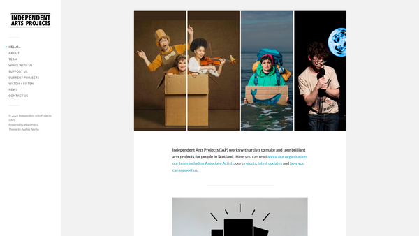 Screenshot of the Independent Arts Projects Ltd website