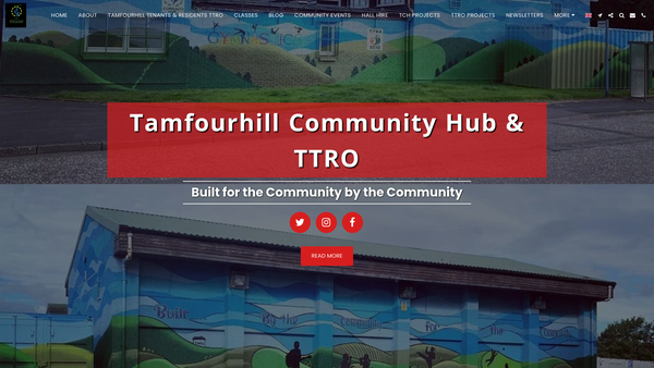 Screenshot of the Tamfourhill Community Hub SCIO website