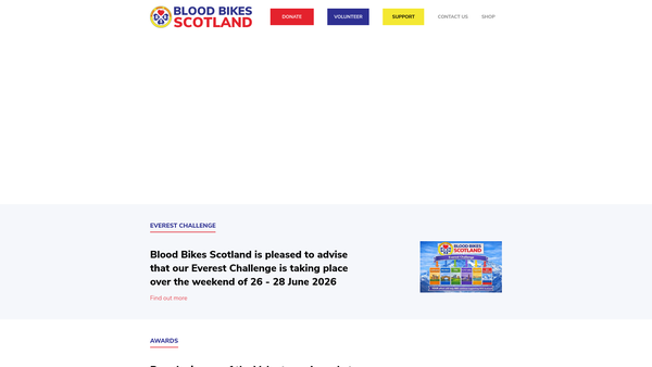 Screenshot of the Blood Bikes Scotland website