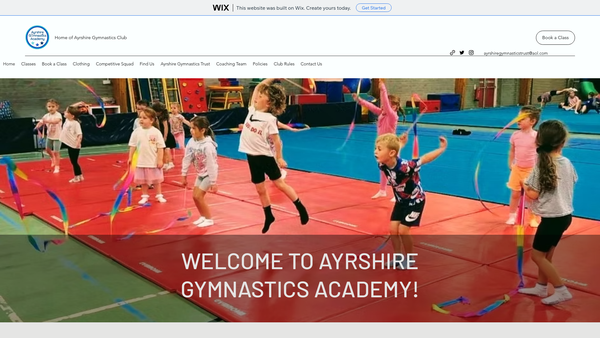 Screenshot of the Ayrshire Gymnastics Trust (SCIO) website