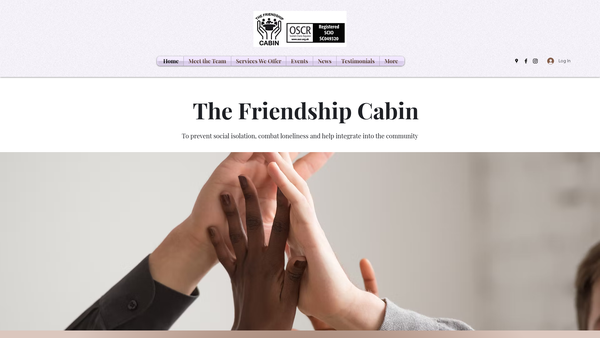 Screenshot of the The Friendship Cabin (SCIO) website