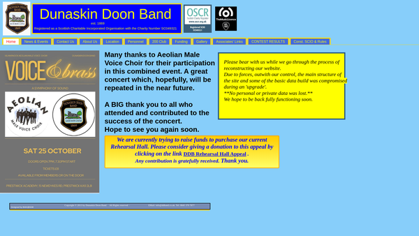 Screenshot of the Dunaskin Doon Band website