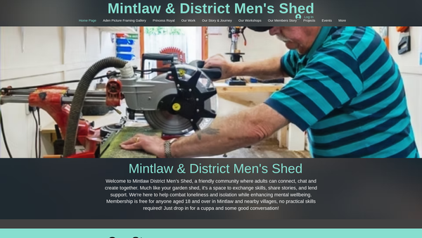 Screenshot of the Mintlaw and District Men's Shed website