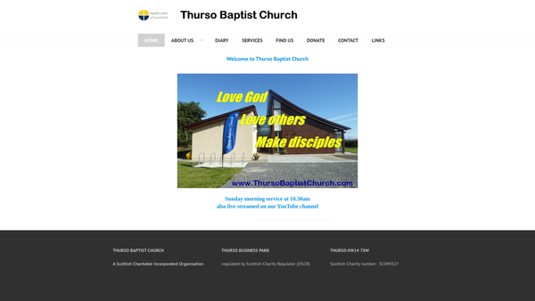 Screenshot of the Thurso Baptist Church SCIO website