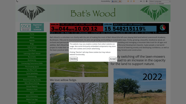 Screenshot of the Bat's Wood Growing Space & Bike Track (SCIO) website