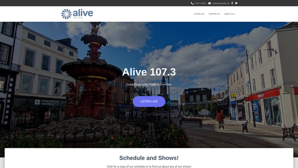 Screenshot of the Alive Community Radio (SCIO) website