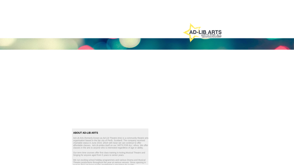 Screenshot of the Ad-Lib Arts website