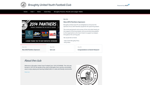 Screenshot of the Broughty United Community Club SCIO website