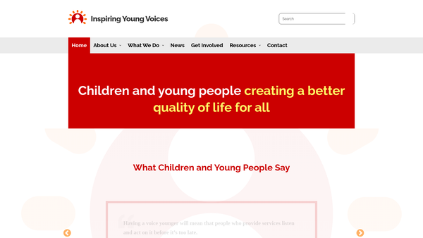 Screenshot of the Inspiring Young Voices (SCIO) website