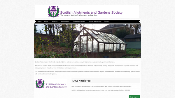 Screenshot of the Scottish Allotments and Gardens Society website