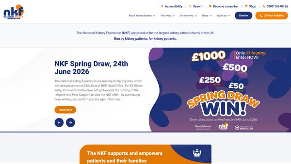 Screenshot of the National Kidney Federation website
