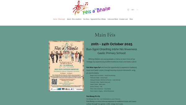 Screenshot of the Fèis a' Bhaile website