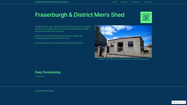 Screenshot of the Fraserburgh and District Men's Shed website
