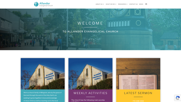 Screenshot of the Allander Evangelical Church website