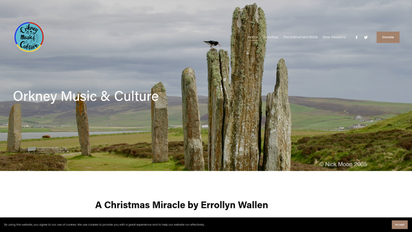 Screenshot of the Orkney Music and Culture website