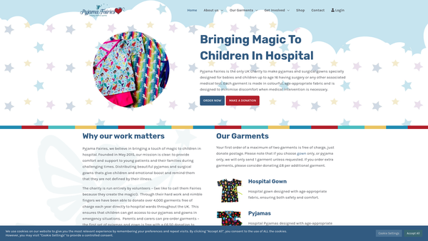 Screenshot of the Pyjama Fairies website