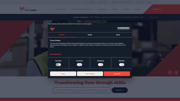 Screenshot of the Vocational Training Charitable Trust website