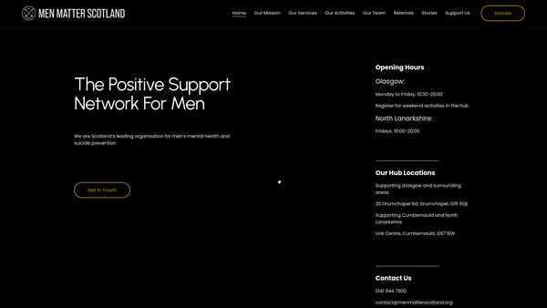 Screenshot of the Men Matter Scotland website