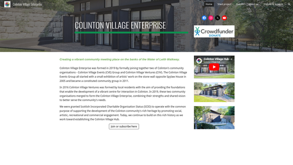 Screenshot of the Colinton Village Enterprise website