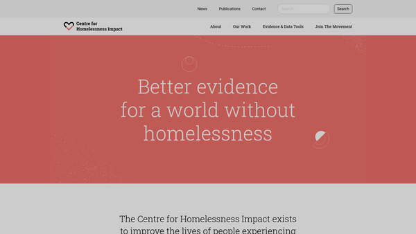 Screenshot of the Centre for Homelessness Impact website