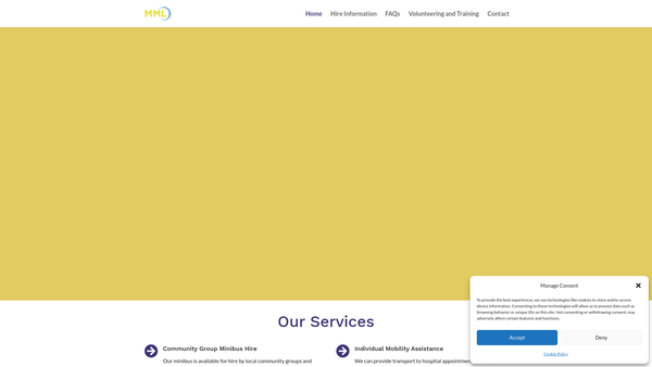Screenshot of the Mearns Minibus Link website