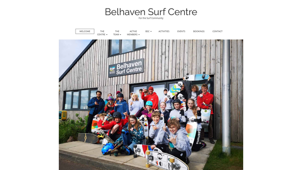 Screenshot of the Belhaven Surf Centre Ltd website