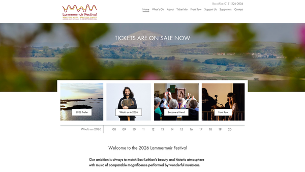 Screenshot of the The Lammermuir Festival website