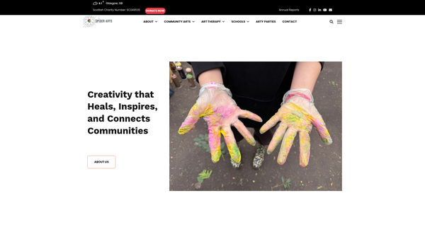 Screenshot of the Spider Arts SCIO website
