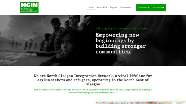 Screenshot of the North Glasgow Integration Network SCIO website