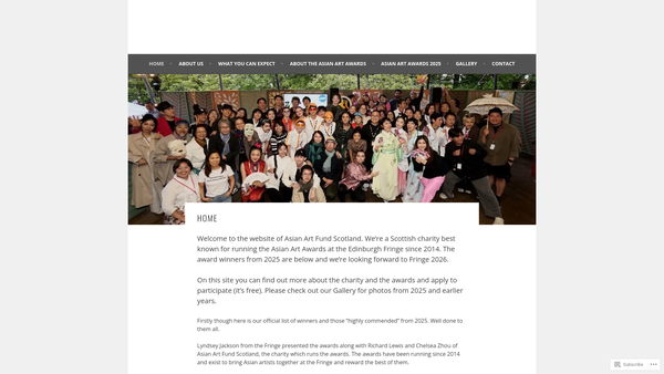 Screenshot of the Asian Art Fund Scotland website