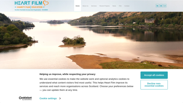 Screenshot of the Heart Film website