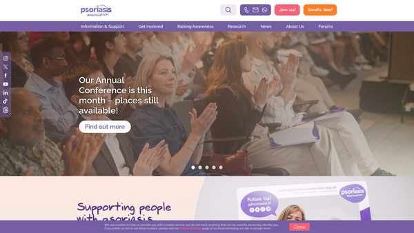 Screenshot of the The Psoriasis Association website