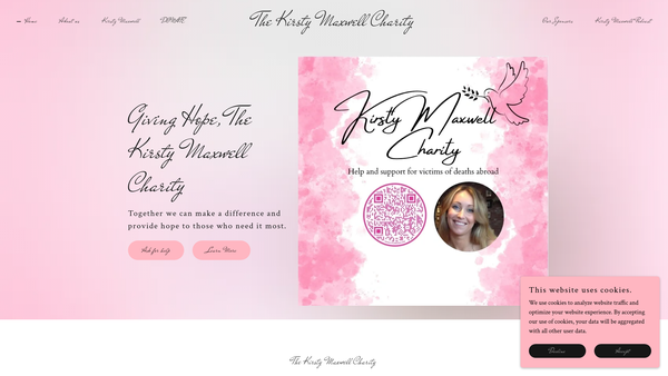 Screenshot of the Kirsty Maxwell Killed Abroad Holistic Support Charity website