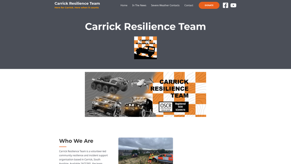 Screenshot of the Carrick Resilience Team website