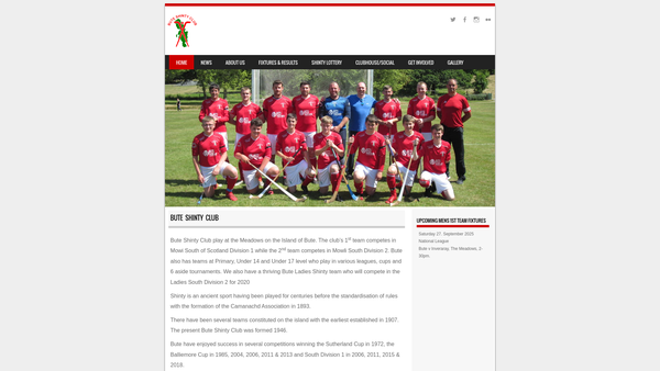 Screenshot of the Bute Shinty and Amateur Athletic Club SCIO website