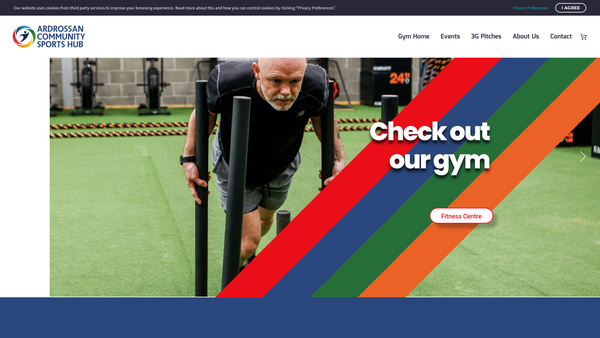 Screenshot of the Ardrossan Community Sports Hub website