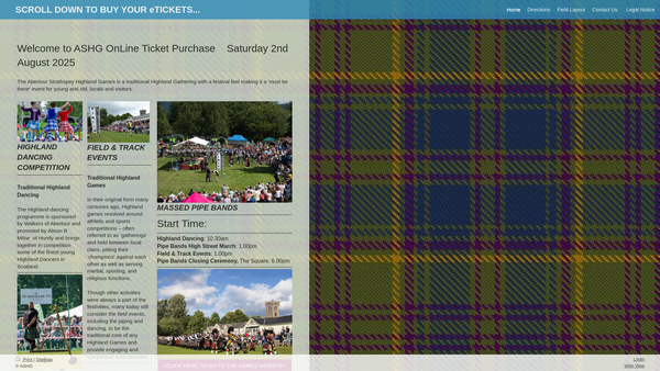 Screenshot of the Aberlour Strathspey Highland Games website