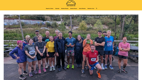 Screenshot of the Westerlands Cross Country Club website