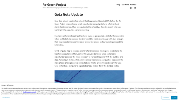 Screenshot of the The Re-Green Project website
