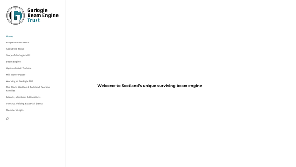 Screenshot of the Garlogie Beam Engine Trust website